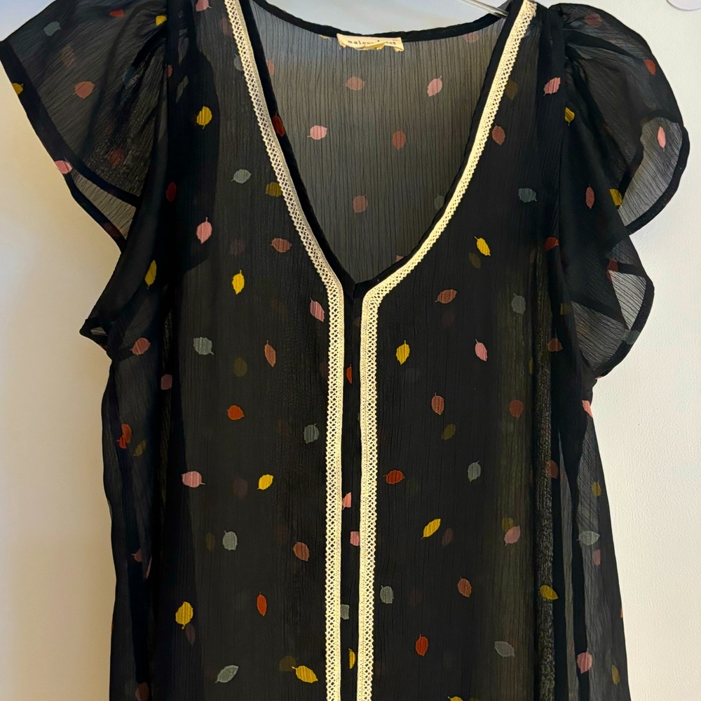 Women S Sheer Flutter-sleeve Blouse